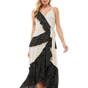 TCEC | NWOT | Sleeveless Polka Dot Wrap Midi Dress | M | Cream | CD02409